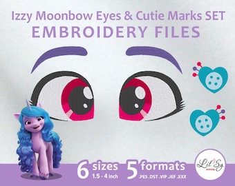 Izzy Moonbow Eyes and Cutie Marks SET - Embroidery Machine Design
