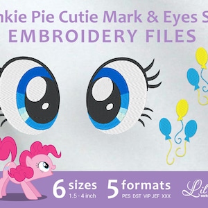 Pinkie Cutie Mark & Eyes SET - Embroidery Machine Design
