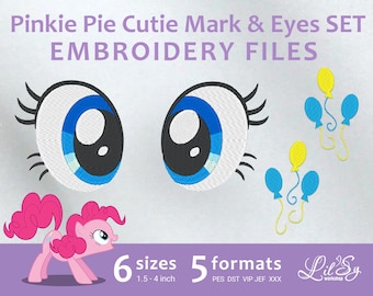 Pinkie Cutie Mark & Eyes SET - Embroidery Machine Design