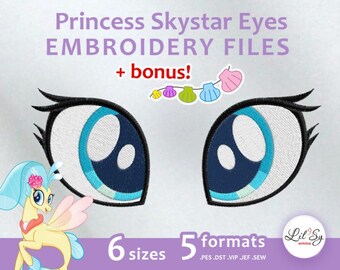 Princess Skystar Eyes + shells - Embroidery Machine Design