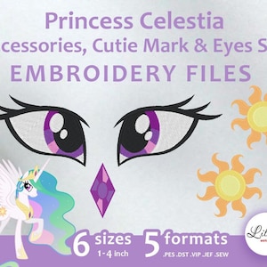 Celestia Accessories, Cutie Mark & Eyes SET - Embroidery Machine Design