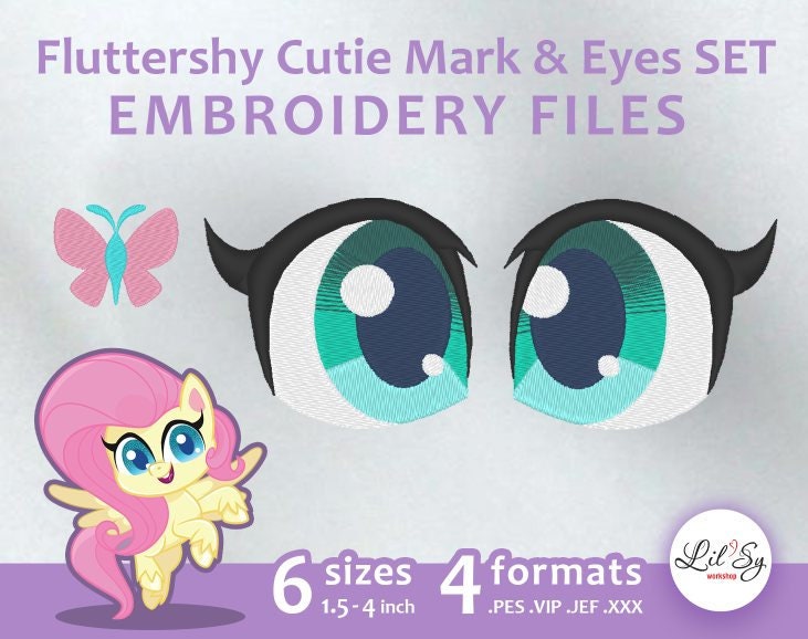 Flutershy Life Cutie Mark & Eyes SET - Embroidery Machine Design
