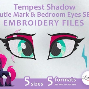 Tempest Shadow Cutie Mark & Bedroom Eyes SET - Embroidery Machine Design
