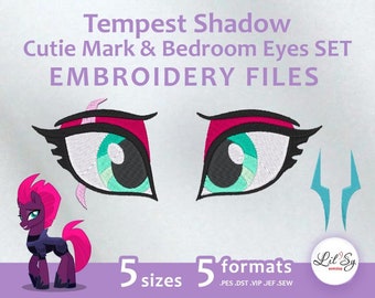 Tempest Shadow Cutie Mark & Bedroom Eyes SET - Embroidery Machine Design