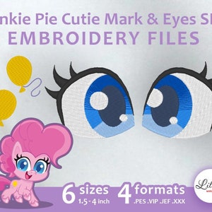 Pinki Pie Life Cutie Mark & Eyes SET - Embroidery Machine Design