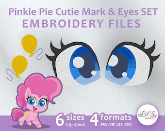 Pinki Pie Life Cutie Mark & Eyes SET - Embroidery Machine Design