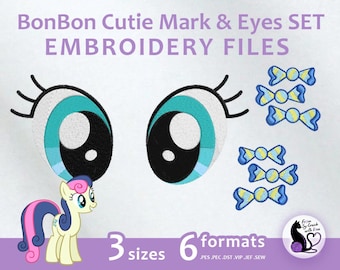 Bon Bon Embroidery Machine Design - Cutie Mark & Eyes SET (Digital Files)