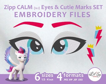 Zipp CALM Eyes v.1 and Cutie Marks SET - Embroidery Machine Design