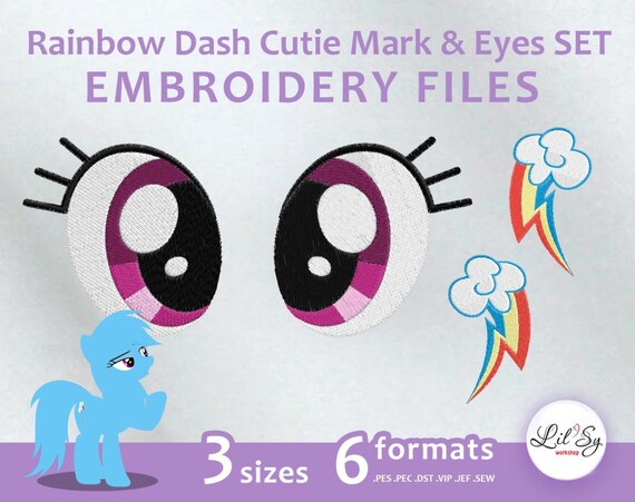 Dash Cutie Mark & Eyes SET Embroidery Machine Design - Etsy