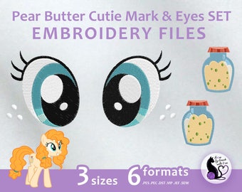 SALE! Pear Butter Cutie Mark & Eyes SET - Embroidery Machine Design