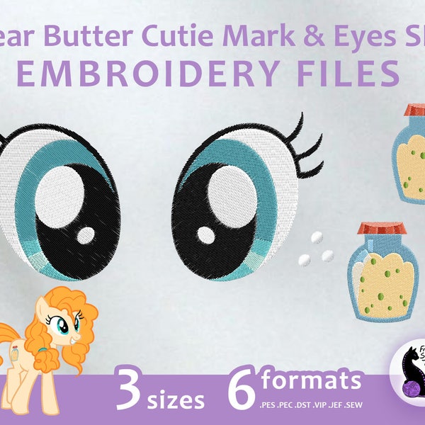 SALE! Pear Butter Cutie Mark & Eyes SET - Embroidery Machine Design