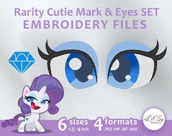 Rarity Life Cutie Mark & Eyes SET - Embroidery Machine Design