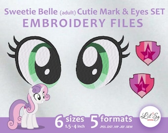SweetiBelle adult Cutie Mark & Eyes SET - Embroidery Machine Design