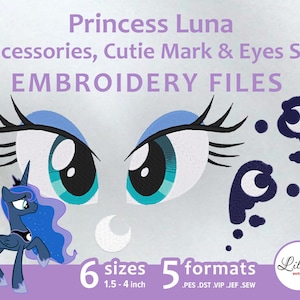Luna Accessories, Cutie Mark & Eyes SET - Embroidery Machine Design