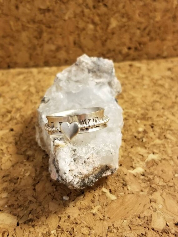 Sterling silver spinner ring - spinner ring - heart ring - love ring - I love you ring - fidget ring - orbit ring - spinning ring - sterling
