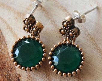 Emerald Earrings, Silver earrings, Turkish jewelry, Special Design