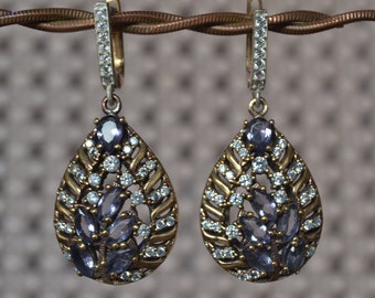 Hematite Earrings, Sultans Earrings, 925k Silver, Ottoman mystic, women earrings