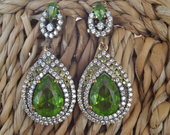 Emerald Erarrings, Hurrem Sultan Earrings,925k Silver Sultan Earrings, Ottoman earrings, women earrings