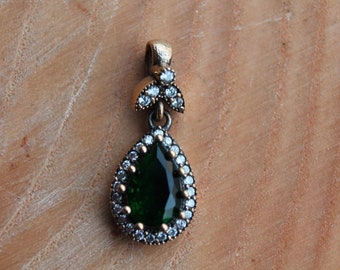 Sapphire Silver Pendant, Inspired by Ancient Culture Ottoman style pendant, Istanbul jewelry, Grand bazaar
