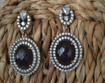 Hematite Earrings, Sultans Earrings, 925k Silver, Ottoman mystic, women earrings