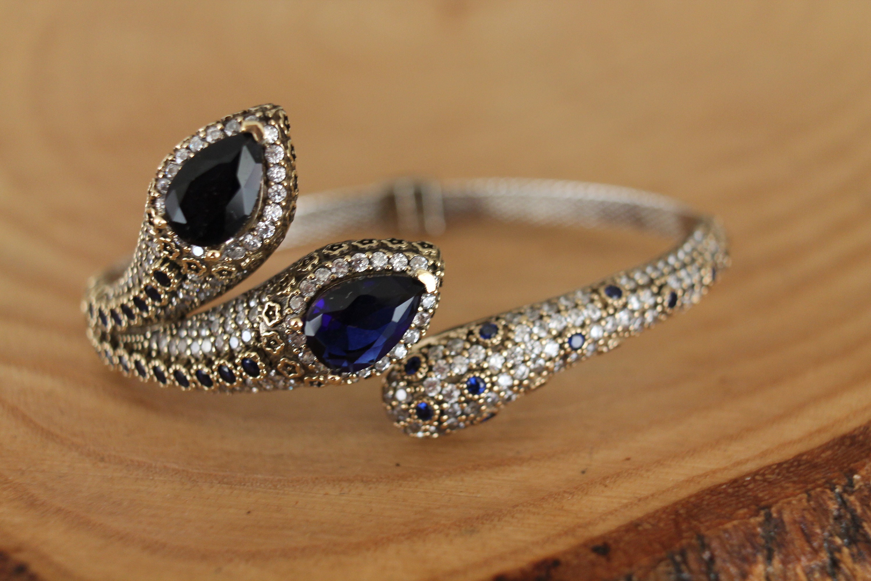 Sapphire Cuff Bracelet Sterling Silver Special Design Etsy