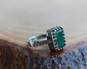 Silver Emerald Ring, Hurrem sultan ring, 925 Sterling Silver Ottoman Ring, Turkish Ring, Turkish jewelry