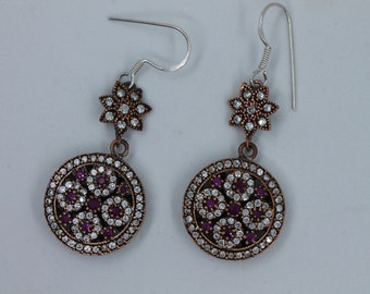 Ruby Silver Earrings, Inspired by Ancient Culture Ottoman style earrings, Hurrem sultan Istanbul jewelry,