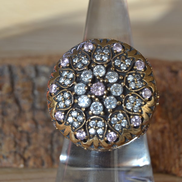 Topaz Gemstone Silver Ring, Bijoux authentiques, Inspiré de la bague de style ottoman de la culture antique, bijoux Hurrem sultan Istanbul