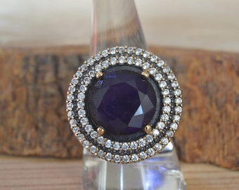 Ring Sapphire Silver, Authentic Jewelry, Inspired by Ancient Culture Ottoman style ring, Hurrem sultan Istanbul jewelry