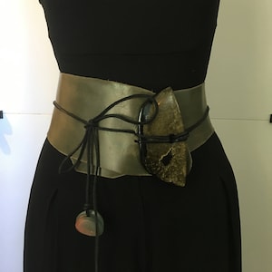 Obi Wrap Leather Belt with Acrylic Buckle