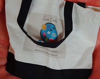 Deluxe 2 tone "Love Earth" environmental tote bag