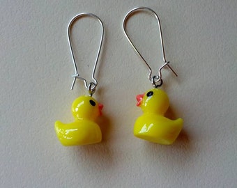Yellow rubber duck earrings