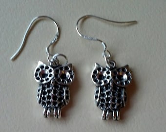 Pendientes de búho de plata