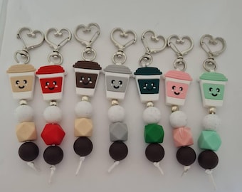 Coffee cup silicone bead keychains / handbag accessories