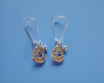 Silver artist paint palette charm earrings