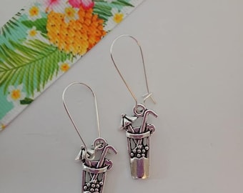 Silver tropical drink / cocktail earrings