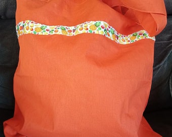 Orange tote bag  shopping bag with fruit pattern