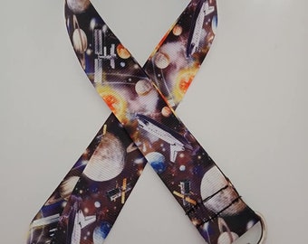 Space / rocket / planet / lanyard / ID holder / badge holder
