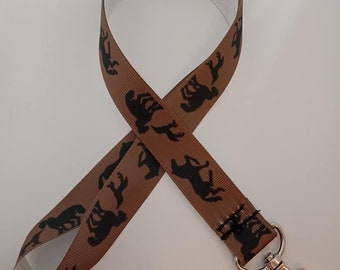 Brown horse and foal lanyard / ID holder / badge holder
