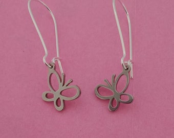 Small silver butterfly cut out dangle earrings