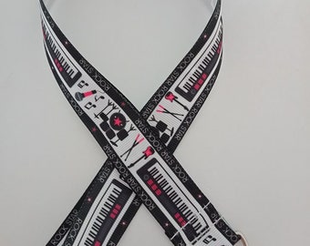 Pink and black rockstar lanyard / ID holder / badge holder