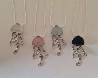 Silver jellyfish charm pendant necklaces