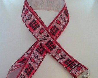 Pink and black  music lanyards / ID holders / badge holders