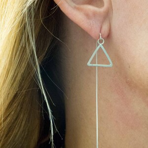 long earrings with chain, 925 sterling silver, various positions, geometric threaded earrings, sensual and delicate earrings