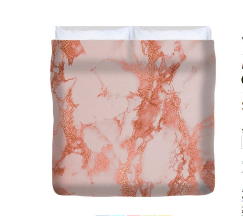 Rose Gold And Cream Marble Duvet Printed Bedding Abstract Duvet Cover Abstract Art Duvet Bedroom Set Comforter Set Bedspread