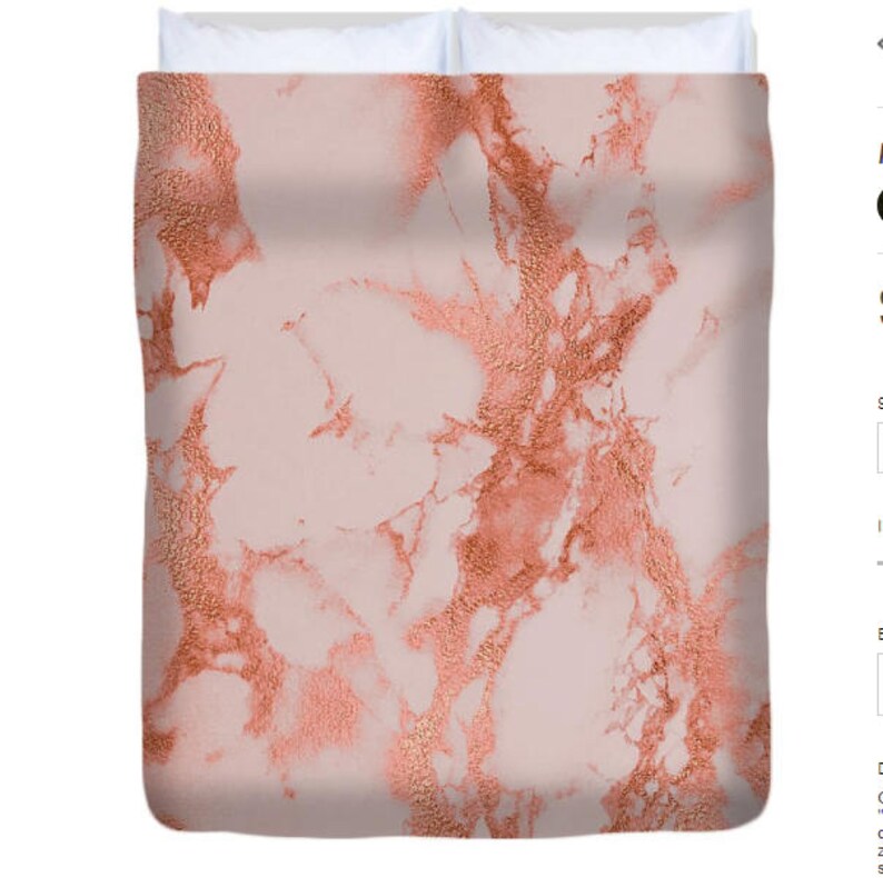 Rose Gold And Cream Marble Duvet Printed Bedding Abstract Duvet Cover Abstract Art Duvet Bedroom Set Comforter Set Bedspread