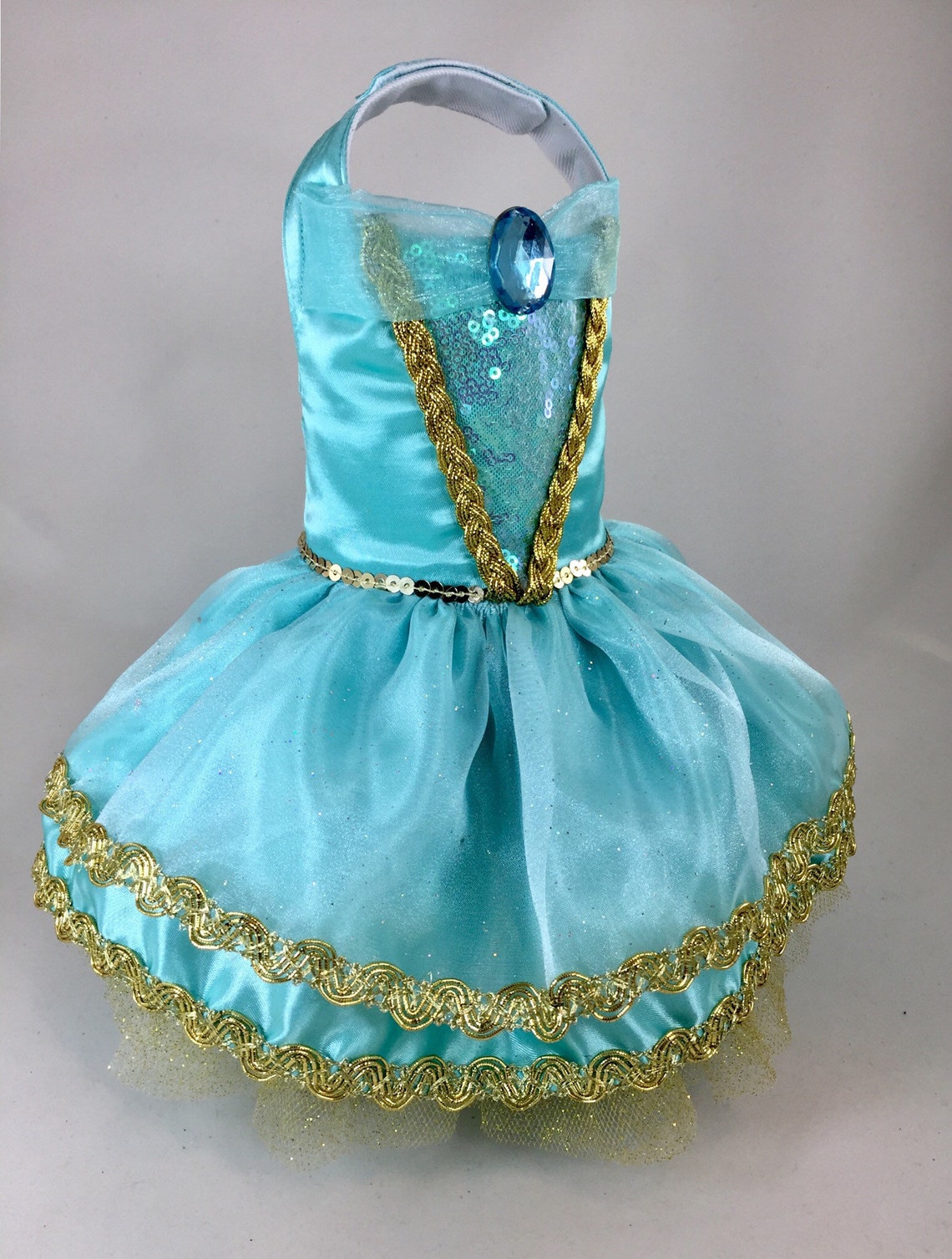 Dog Dress Princess Jasmine Inspired Gown Disney Aladdin Teal Etsy