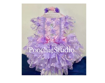 Pet Dog tutu Pink Lavender Lace sequin tutu with built in bandana birthday special occasion xxs - XXLarge and up!!