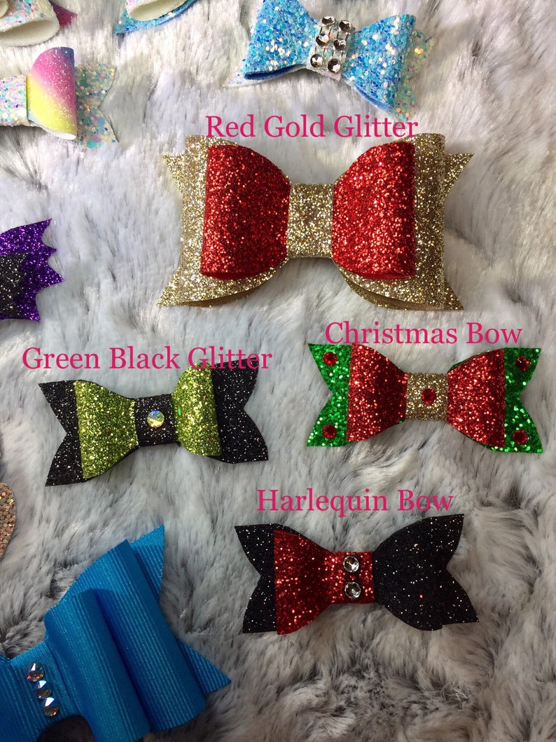 Custom Pet Dog hair bows with Swarovski crystals clips barrettes match to shop outfits or create your own image 5