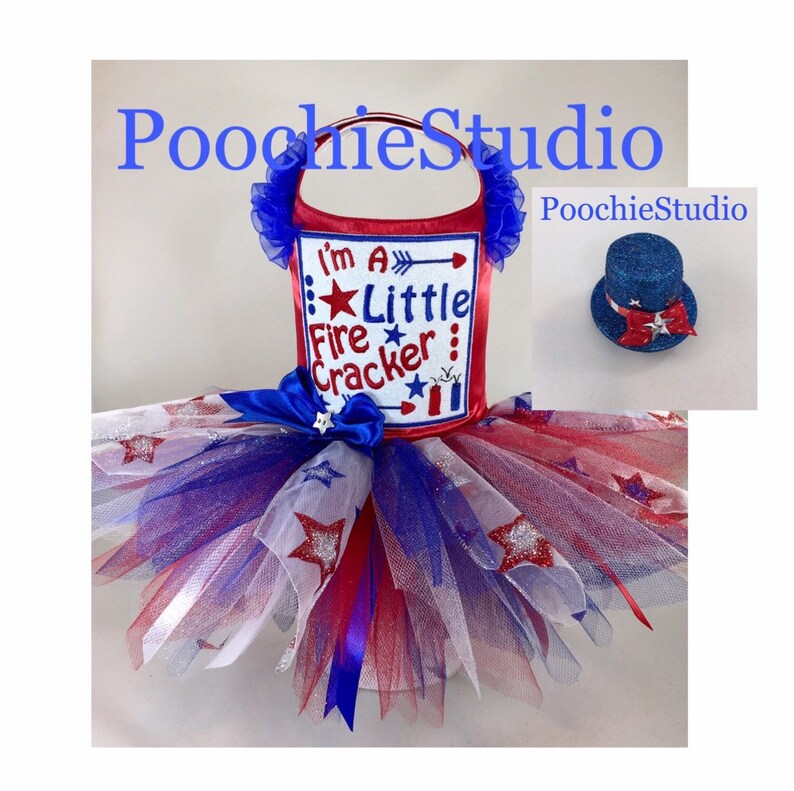 Dog dress 4th of July tutu! red white blue summer dress fire cracker fireworks dress Independence Day dress xxs - xl and 